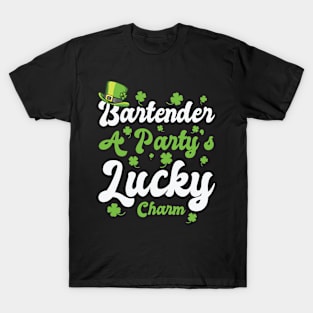 St. Patrick's Day Shamrock Clover Bartender Lucky Charm T-Shirt